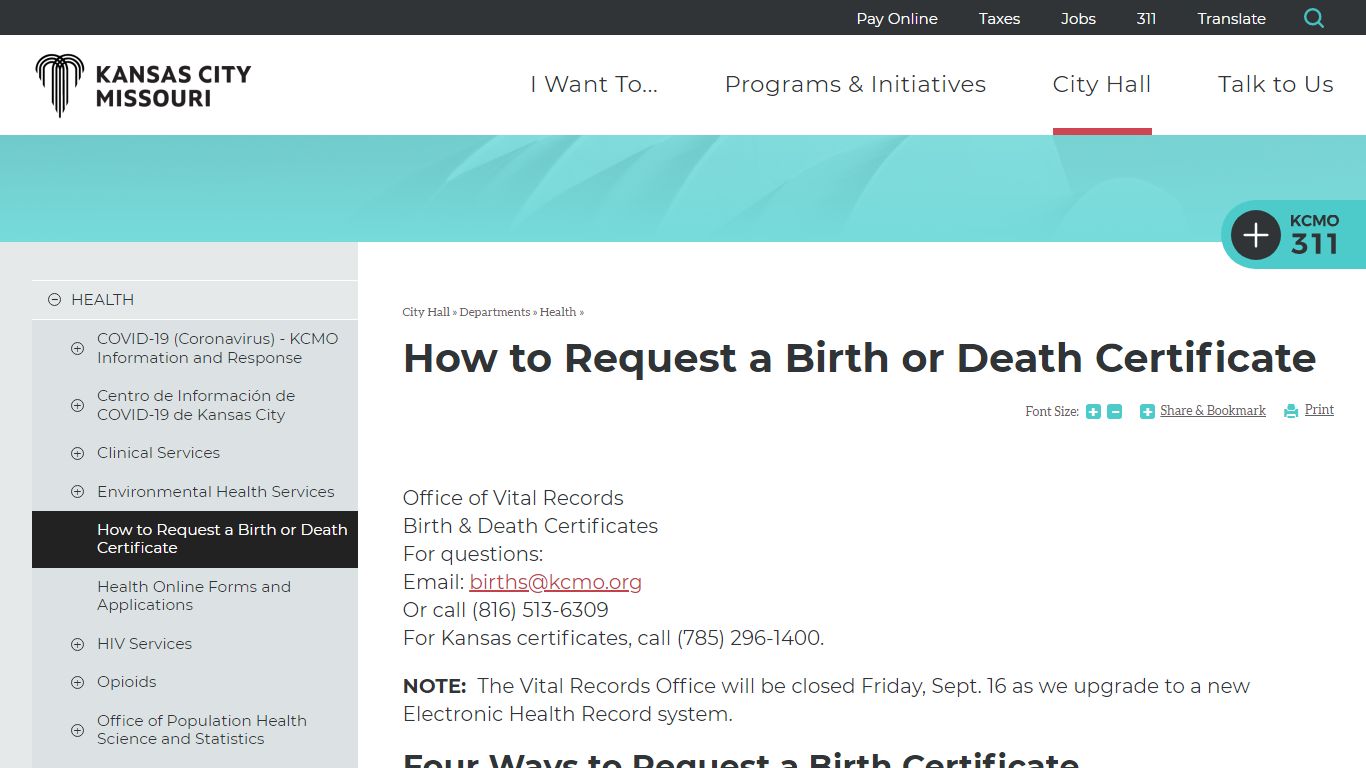 How to Request a Birth or Death Certificate - City of Kansas City, MO